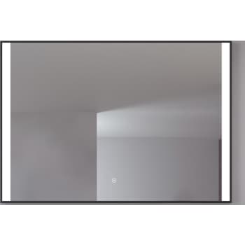 [930223884] Loevschall Libra spejl 100x70 cm med sort ramme og to lysfelter