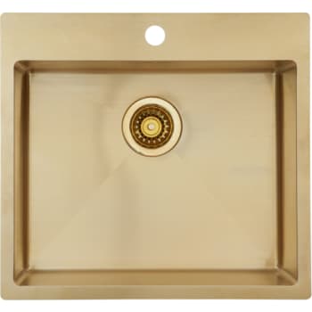 [930228274] Lavabo Kubus 540 Soft køkkenvask med hanehul, børstet messing