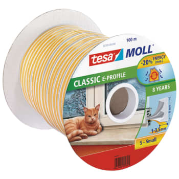 [930228680] tesamoll® gummitætningsliste E-profil 100mx9mmx4mm hvid