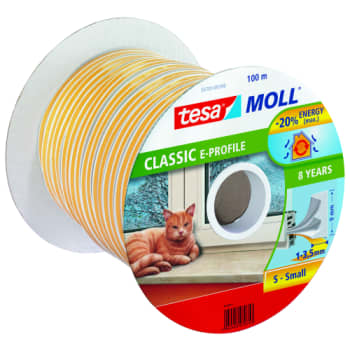 [930228682] tesamoll&reg gummit&aeligtningsliste P-profil 100mx9mmx5,5 hvid
