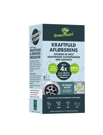 [235390112] GreenSwirl kraftfuld afløbsrens - 2 doseringsposer à 233g.