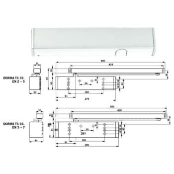 [894020551] dormakaba Dørlukker TS 93 B EN 2-5 Contur Design sølv excl glideskinne