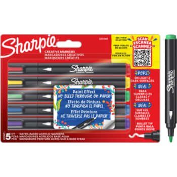 [881030606] Sharpie akrylmarker creative, rund spids, ass. Farver, 5 stk.
