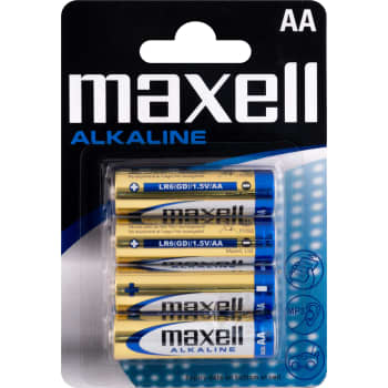 [881081440] Maxell alkaline AA/LR06 batteri, 4 stk.