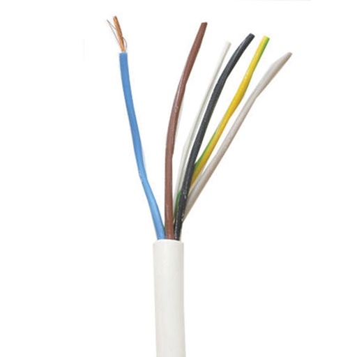 [5732110137-1] Plastledning PKAJ rund hvid 5x0,75mm² - pr. meter