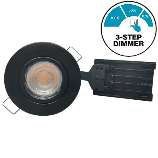 [1230454133] Pro Uni Install m. 6W 3-trins dæmpbar pære 3000K - mat sort