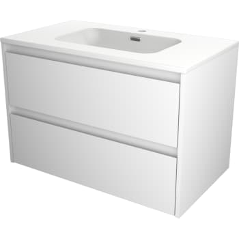 [786050240] Sanibell Proline møbelsæt 81x46,8cm hvid mat, 2 softclose skuffer