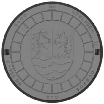 [221129892] Ulefos 600 mm dæksel m/påstøbt pakning/fjederlås, Faxe