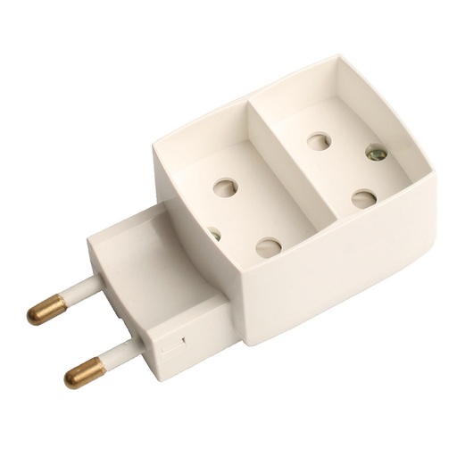 [7817100222] Dobbeltstik 2 flade udtag - Hvid