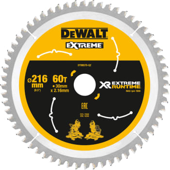 [881315773] DEWALT rundsavklinger til akkusave, Ø216/30 mm, 60 td.