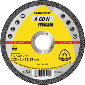 [881350330] Klingspor skæreskive A 60 N Supra, til alumin., 125 x 1 mm, Lige