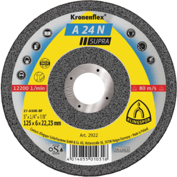 [881350915] Klingspor skrubskive A 24 N Supra, til stål, 125 x 6 mm, Forsat