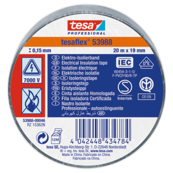 [881520177] ISOLERINGSTAPE VDE/IEC PVC 20MX19MM GRÅ