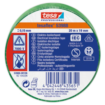 [881520184] ISOLERINGSTAPE VDE/IEC PVC 20MX19MM GRØN