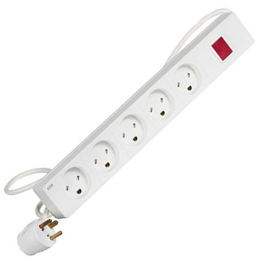 [1028009273] Stikdåse 5-vejs EDB 1,5m grå