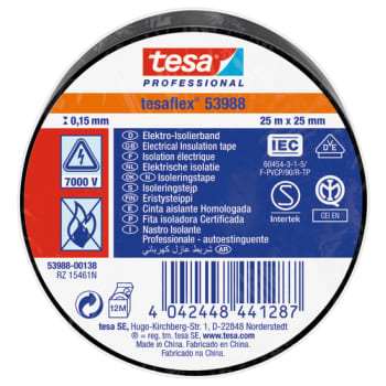 [881520188] ISOLERINGSTAPE VDE/IEC PVC 25MX25MM SORT