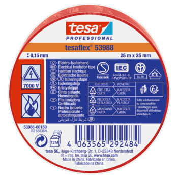 [881520190] ISOLERINGSTAPE VDE/IEC PVC 25MX25MM RØD