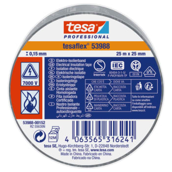 [881520192] ISOLERINGSTAPE VDE/IEC PVC 25MX25MM GRÅ