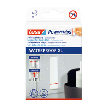 [881520213] tesa dobbeltklæbende powerstrips Waterproof 20 x 80 mm, 9 stk.