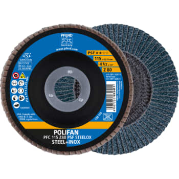 [881351100] Lamelskive til stål og rustfrit stål, 115 mm - korn 80