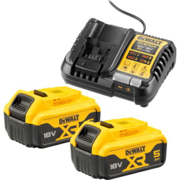 [881414988] DEWALT 18V XR batterisæt, 2 x 18 V/5,0 Ah og lader