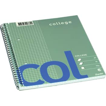 [881880351] Kollegieblok Bantex m/spiralryg A5+ kvadreret 70blade 70g