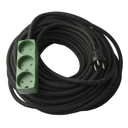 [7897992256] Kabelsæt 3 udtag med jord 15 m grøn