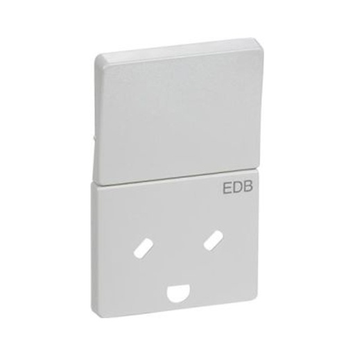 [1017039911] Afdækning EDB stikkontakt med afbryder 2-pol med jord lysegrå