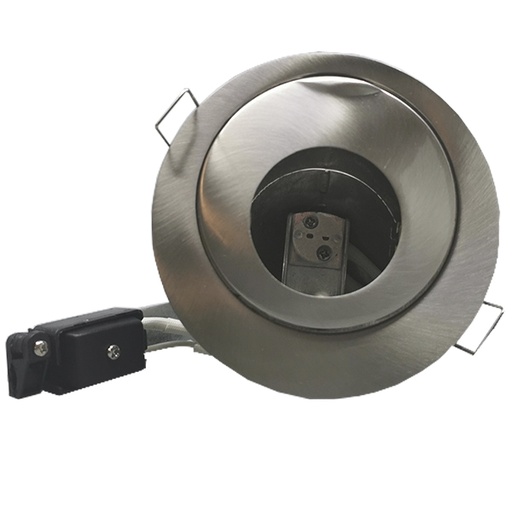 [5599] Downlight 12V GU4 max 50W Børstet 90° kipbar + 360° rotering