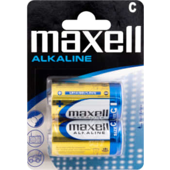 [991087910] Maxell Long Life Alkaline C / LR14 batterier, 2 stk.