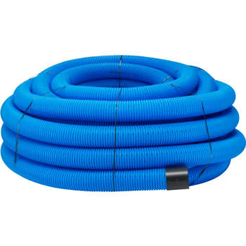 [199021005] Uponor 126/113 mm PE-drænrør med 2,3 x 7 mm slids, 50 m, blå