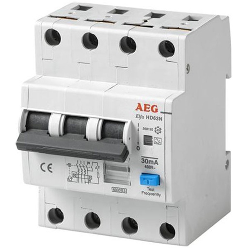 [0822001025] Kombiafbryder 16A 3P+N C 30mA 4m 6kA (HPFI type A)