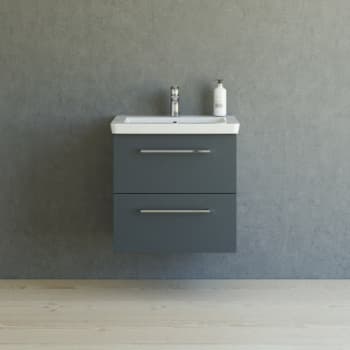 [780939332] Dansani 62,7 cm møbelpk. Mido 2sk. vask LARGHETTO, grå mat