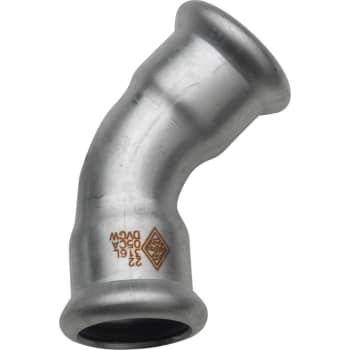 [034812128] 28 mm TURBO Inox bøjning 45G. muffe/muffe