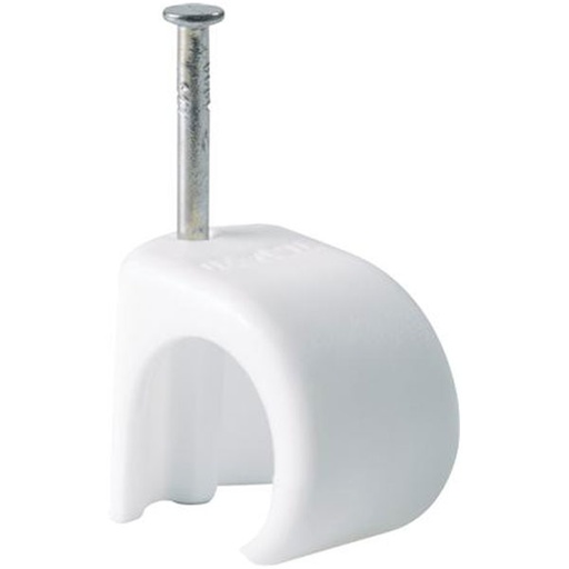 [0839106641] Kabelclips til 7-9mm kabel 25mm søm hvid - 100 stk.