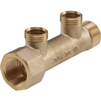 [046057502] Fordelerrør rødgods 3/4"X1/2" 2vej U/omløber