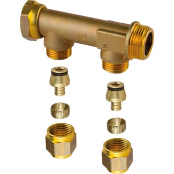 [046245015] Uponor Aqua PLUS fordelerrør WTR PEX DR 3/4"MT/SN 2X15 c/c50mm