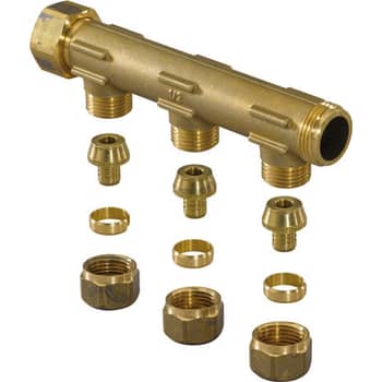 [046281115] Uponor Aqua PLUS fordelerrør PEX WTR DR G3/4"MT/FT 3X15 c/c50mm