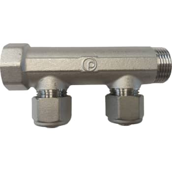 [046895502] 3/4" x 15 mm 2-grens CC 50 fordelerrør messing TEA belægning m/kobl.