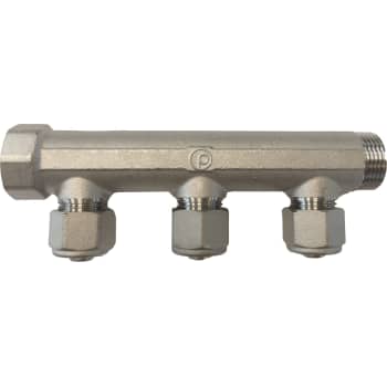 [046895503] 3/4" Brugsvandsfordelerrør TEA, 15/10 mm, cc50, messing 3 afg