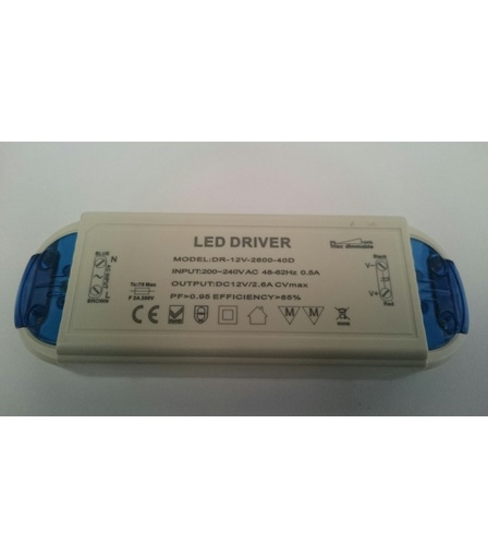 [729] 30W dæmpbar strømforsyning - 12V DC, 2,5A, IP20 indendørs brug