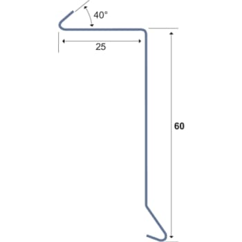 [276977300] Løskant 60x25x1000mm. Svækket for samling.