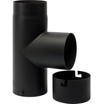 [318448130] 130 mm Metalbestos sorte røgrør. T-stykke 90° med sodskål