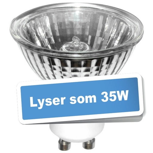 [14010] 28W lyser som 35W Øko-halogenpære 230V GU10 Alu