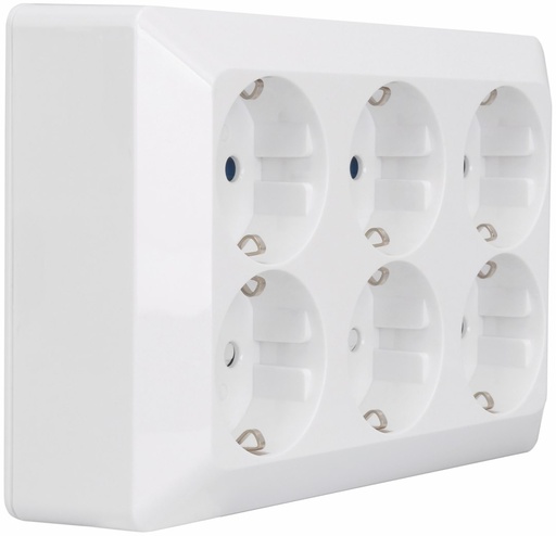 [1893413] Stikkontakt schuko med 6 udtag i hvid