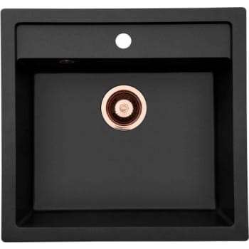 [930192844] Lavabo Jupiter 60 køkkenvask, 55,6x52,6 cm, sort, kobber afløb