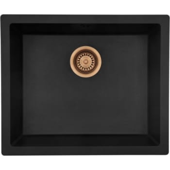 [930192849] Lavabo Jupiter 600 UN køkkenvask, 55x46 cm, sort, kobber afløb