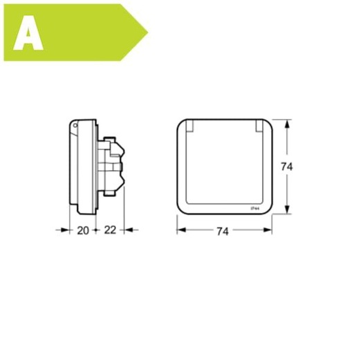[1017041491] LK OPUS 74 stikkontakt 2-polet med pindjord IP44 lysegrå