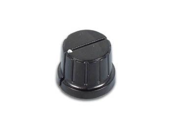 [H16731] Drejeknap til 6mm aksel - Ø20mm Sort m. hvid prik