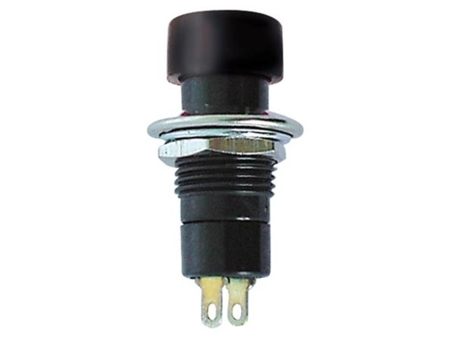 [H23391] Trykkontakt - 1P OFF-ON 3A/125V, Sort (Ø10,2mm)